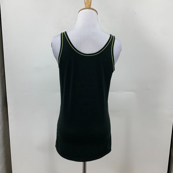 Under Armour Tank Top Womens M Black Lime Green Spell Out Logo Stretch Active - Picture 5 of 12